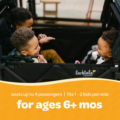 Larktale Caravan Quad Stroller, 4-Seater Wagon, 214 lb Capacity, Byron Black