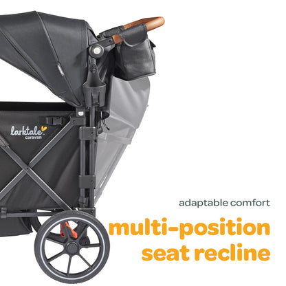 Larktale Caravan Quad Stroller, 4-Seater Wagon, 214 lb Capacity, Byron Black