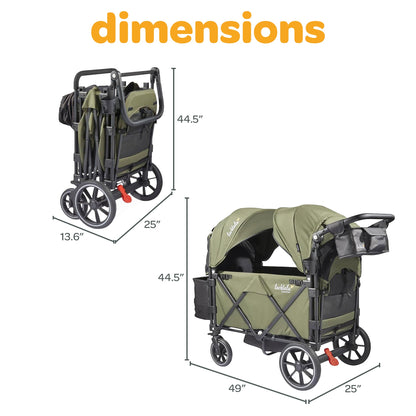 Larktale Caravan V3 Stroller, 2-Seater Kids Wagon, 207lb Capacity, Chelsea Green