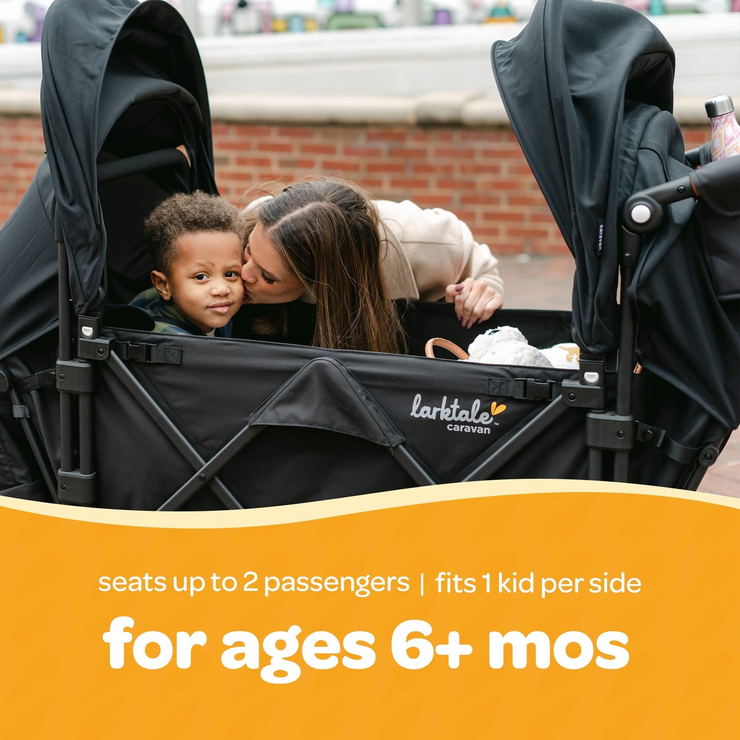 Larktale Caravan V3 Stroller, 2-Seater Kids Wagon, 207 lb Capacity, Byron Black