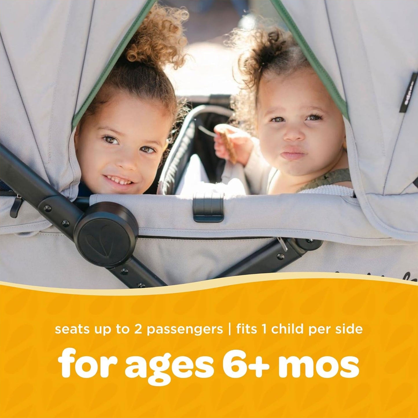 Larktale Caravan Coupe V2 Compact Stroller, Reclining 2-Seat Wagon, Gray/Bue