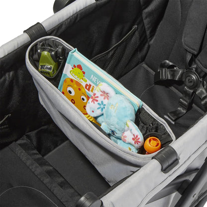 Larktale Caravan Coupe V2 Compact Stroller, Reclining 2-Seat Wagon, Gray/Bue