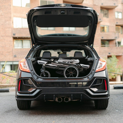 Larktale Caravan Coupe V2 Compact Stroller, Reclining 2-Seat Wagon, Gray/Bue