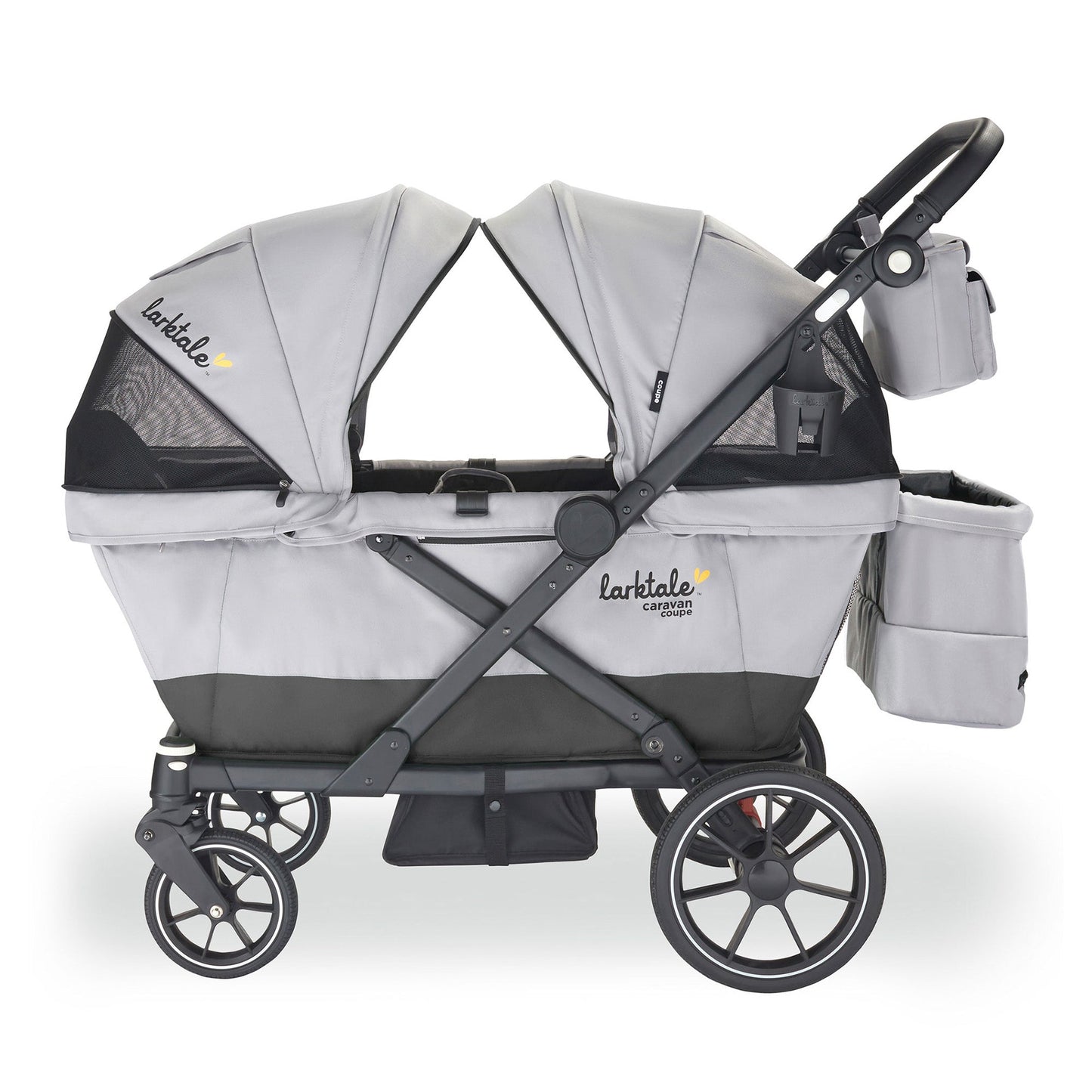Larktale Caravan Coupe Quad Compact Stroller Reclining 4-Seat Wagon, Gray/Black