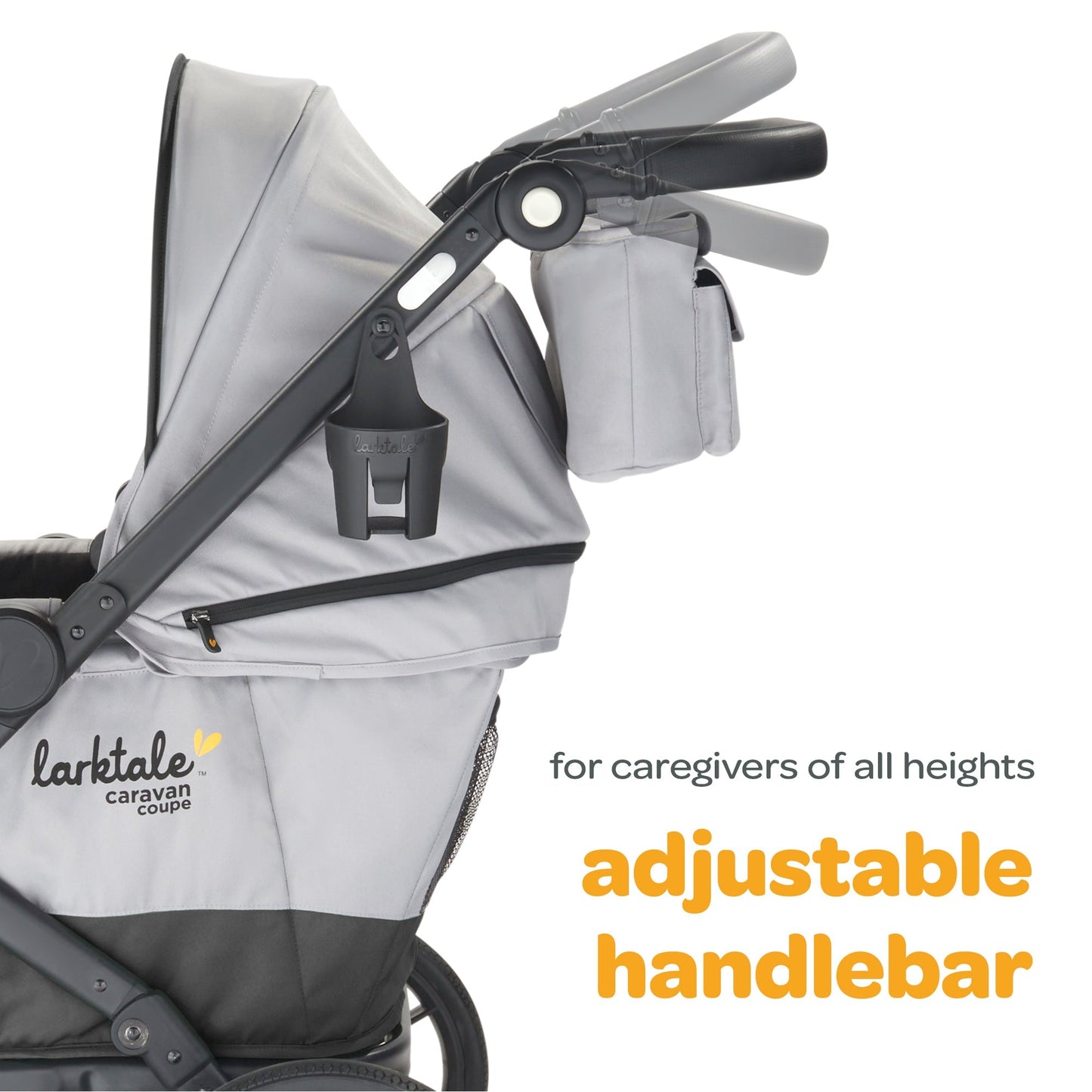Larktale Caravan Coupe Quad Compact Stroller Reclining 4-Seat Wagon, Gray/Black