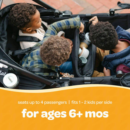 Larktale Caravan Coupe Quad Compact Stroller Reclining 4-Seat Wagon, Gray/Green