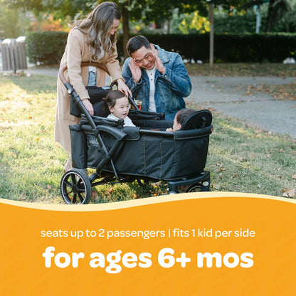 Larktale Sprout V2 Adjustable Stroller 2 Seater Wagon, 120 lb Capacity, Black