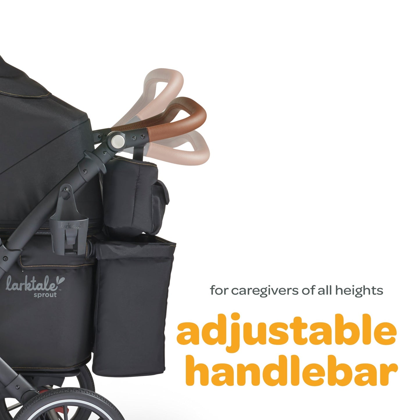 Larktale Sprout V2 Adjustable Stroller 2 Seater Wagon, 120 lb Capacity, Black