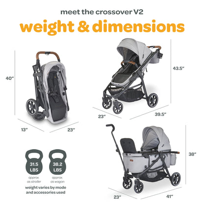 Larktale Crossover V2 All-In-One Stroller 2 Seater Wagon, 120 lb Capacity, Black