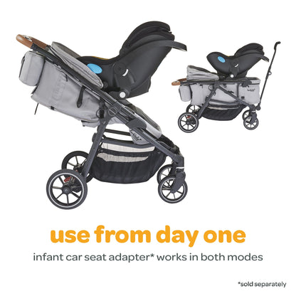 Larktale Crossover V2 All-In-One Stroller 2 Seater Wagon, 120 lb Capacity, Gray