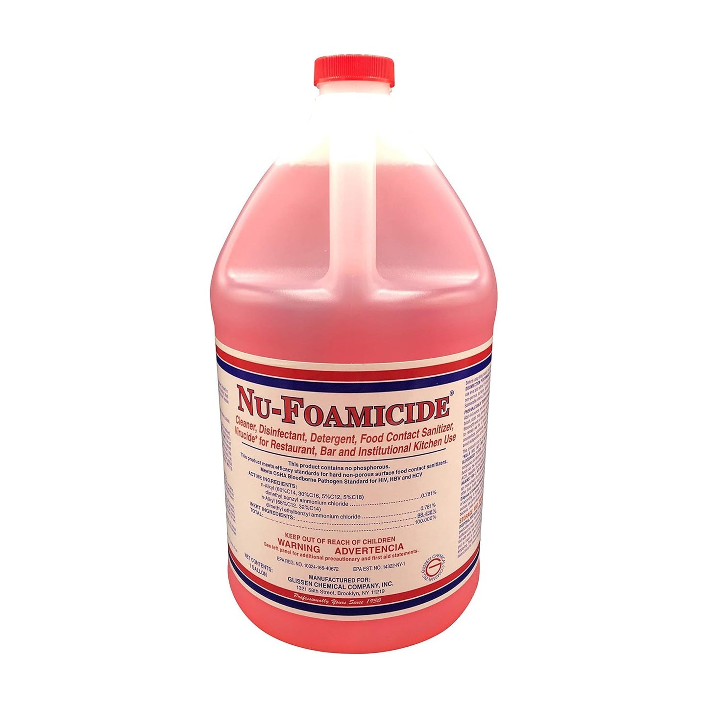 Glissen Nu-Foamicide Cleaner Concentrate, Industrial & Commercial, 1 Gal, 300048