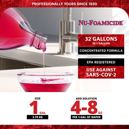 Glissen Nu-Foamicide Cleaner Concentrate, Industrial & Commercial, 1 Gal, 300048
