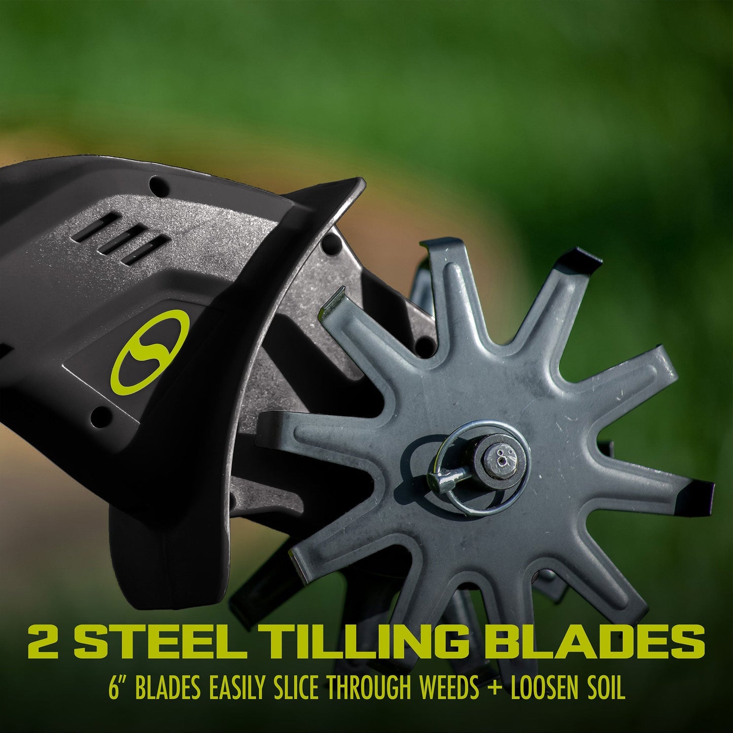 Sun Joe 24V Cordless Garden Tiller & Cultivator, 6" Dual Blades, 24V-TLR-LTE-A