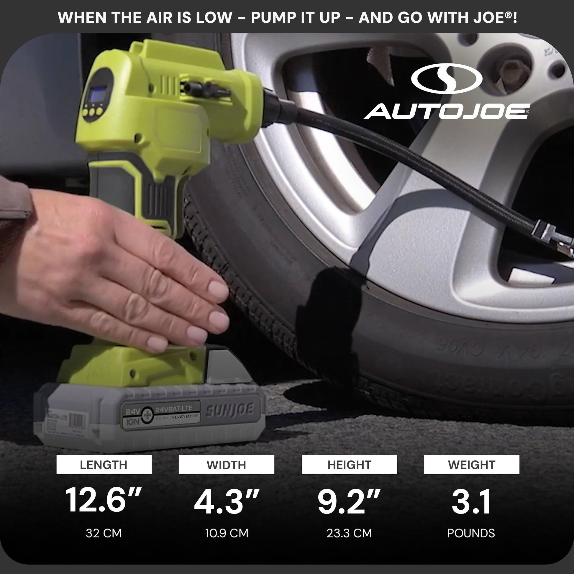 Sun Joe Auto Joe Portable Air Compressor Cordless Tire Inflate Pump, 24V-AJC-LTE - Find Fresh Goods