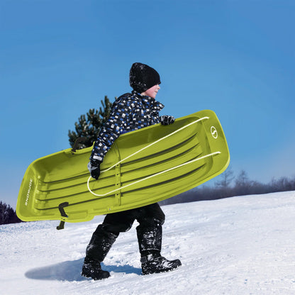 Snow Joe Plastic Snow Sled, 48” Sledding Toboggan Board w/ Handles, SJ-SLD48-GRN