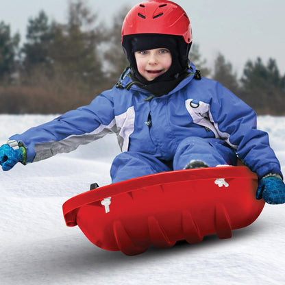 Snow Joe Plastic Snow Sled, 48” Sledding Toboggan Board w/ Handles, SJ-SLD48-RED