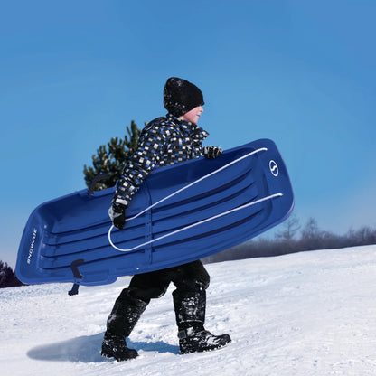 Snow Joe Plastic Snow Sled, 48” Sledding Toboggan Board w/ Handles, SJ-SLD48-SJB