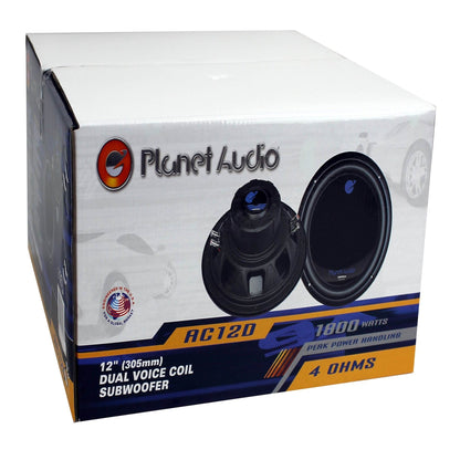 Planet Audio AC12D 12" 1800 W 4 Ohm Dual Voice Coil Car Audio Subwoofer (2 Pack) - Find Fresh Goods