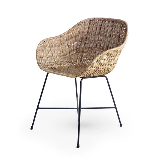 texxture Ormond Woven Rattan Dining Chair Metal Legs for Home Furniture, Natural