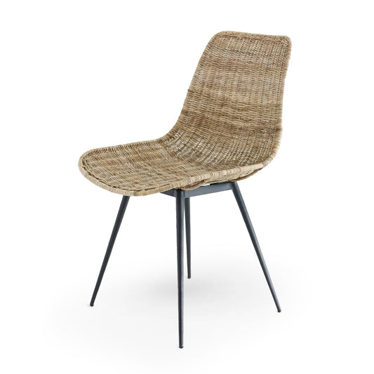 texxture Ormond Woven Rattan Side Chair with Metal Legs, Home Furniture, Natural