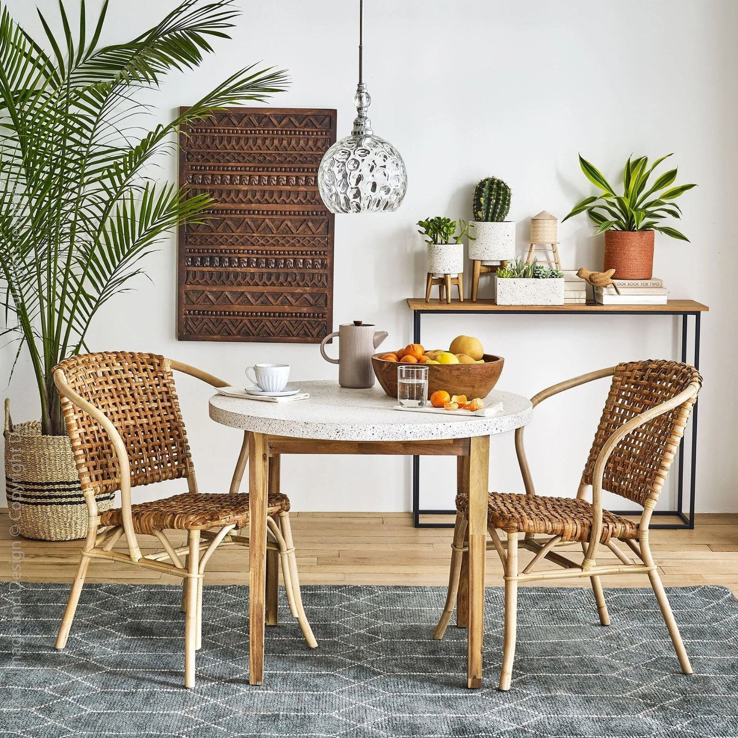 texxture 2 Pack Lilas Woven Rattan Bistro Chairs for Home Furniture, Natural