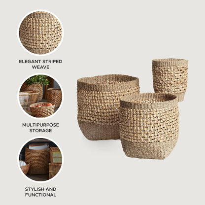 texxture 3 Pack Palomar Woven Basket Nesting Organizer Bins, Home Decor, Natural