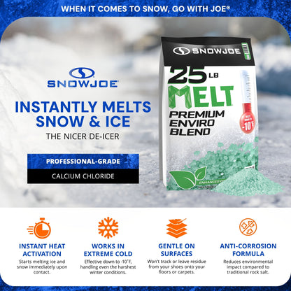 Snow Joe Melt Enviro Blend Ice/Snow Deicer, Pet-Friendly for Driveways, MELT25EB