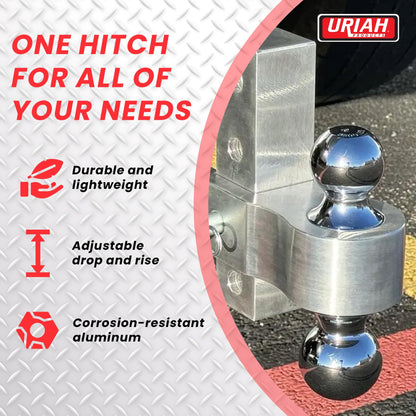 Uriah Products Adjustable Aluminum Hitch Mount with 2" & 2.31" Balls, Silver - Find Fresh Goods