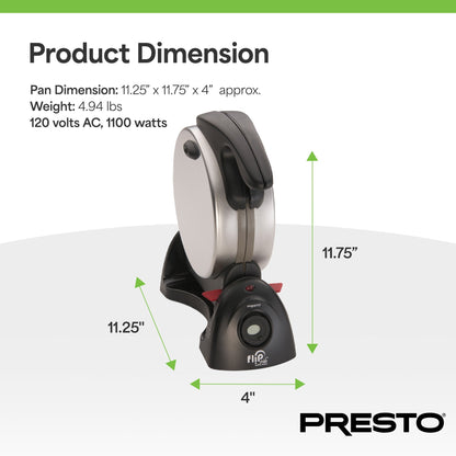 Presto FlipSide Belgian Waffle Maker, Ceramic Kitchen Appliance, 7 Inch, Black