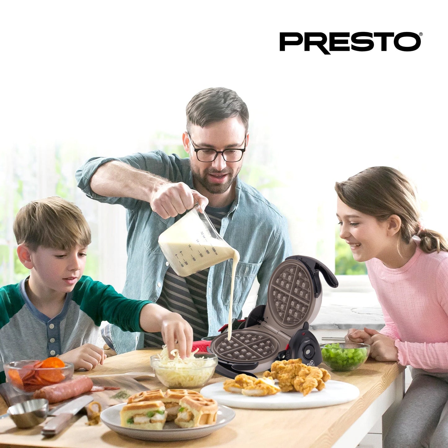 Presto FlipSide Belgian Waffle Maker, Ceramic Kitchen Appliance, 7 Inch, Black