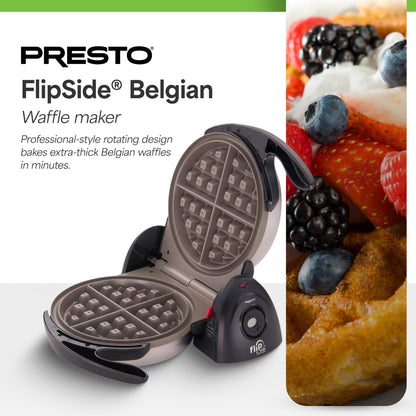 Presto FlipSide Belgian Waffle Maker, Ceramic Kitchen Appliance, 7 Inch, Black