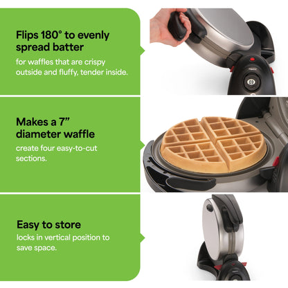 Presto FlipSide Belgian Waffle Maker, Ceramic Kitchen Appliance, 7 Inch, Black