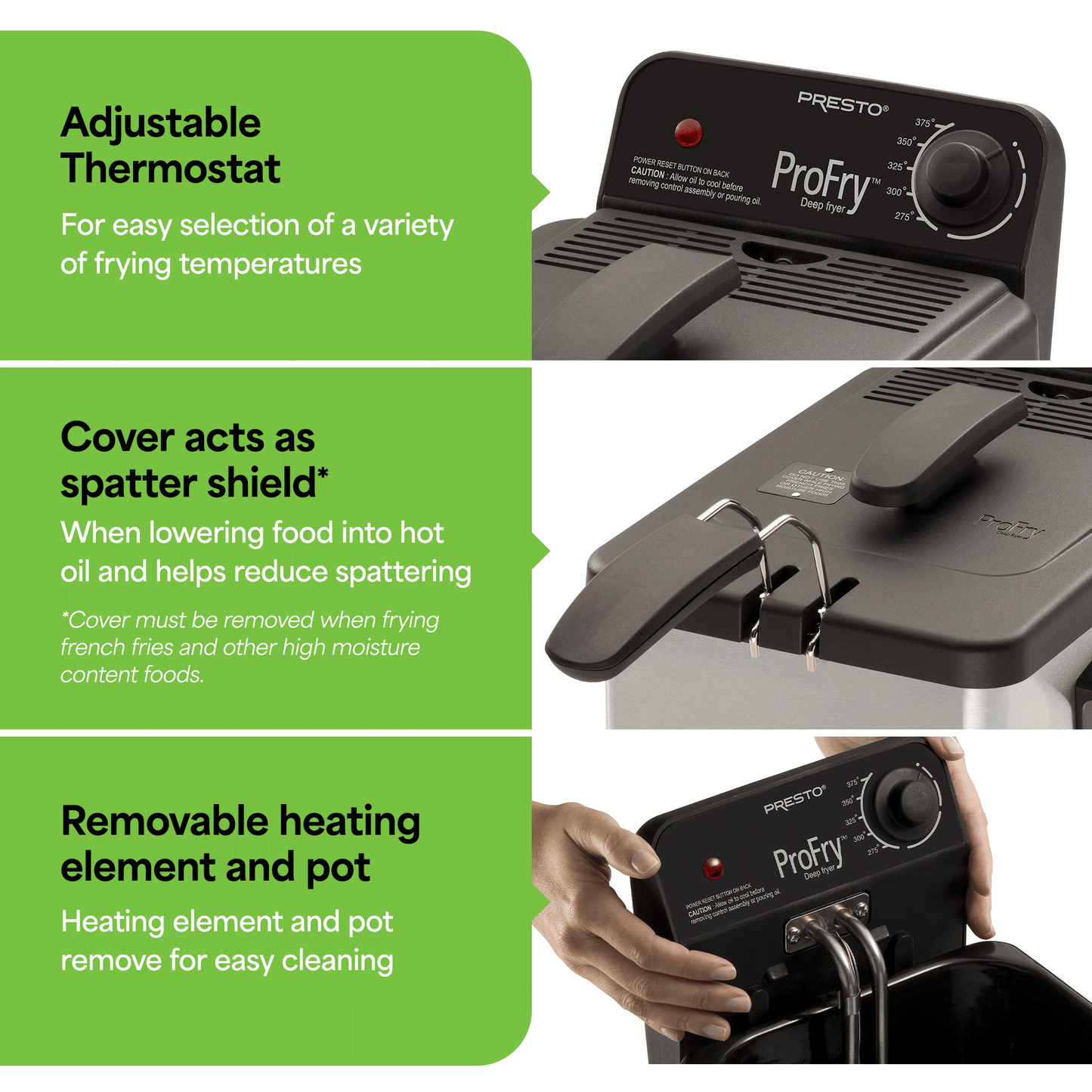 Presto ProFry 8-Cup Deep Fryer with 1800-Watt Immersion Element, Stainless Steel