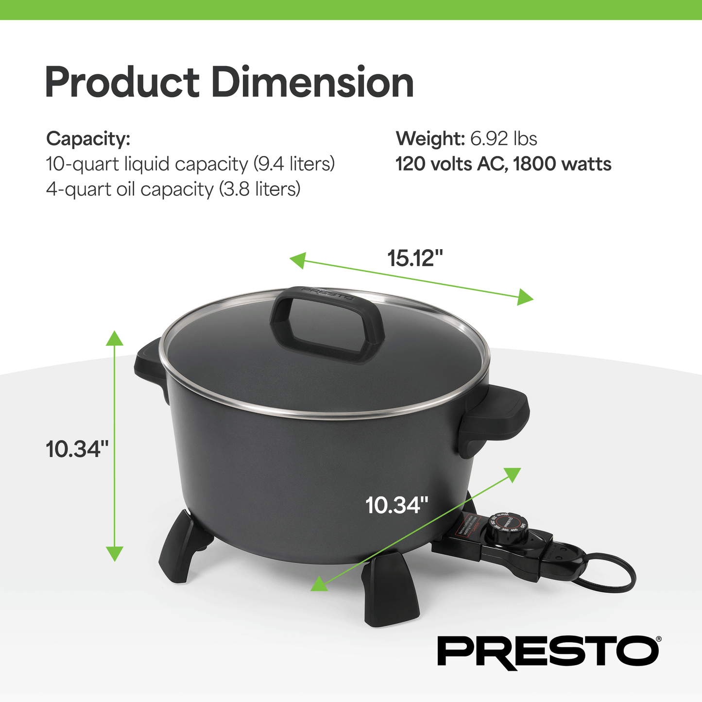Presto 10-Quart Kitchen Kettle XL Multi-Cooker, Steamer & Deep Fryer, Black