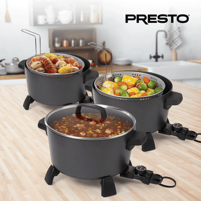 Presto 10-Quart Kitchen Kettle XL Multi-Cooker, Steamer & Deep Fryer, Black