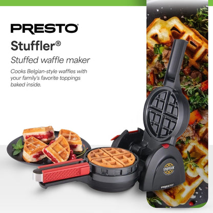 Presto Stuffler Stuffed Belgian Waffle Maker Nonstick Appliance, Large, Black