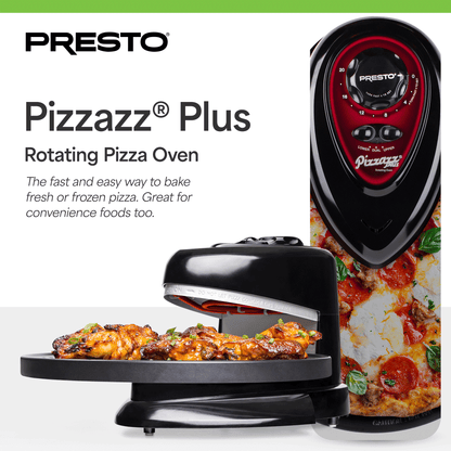 Presto Pizzazz Plus Rotating Pizza Oven, Bake 7-12" Pizzas, Wings, Rolls & More