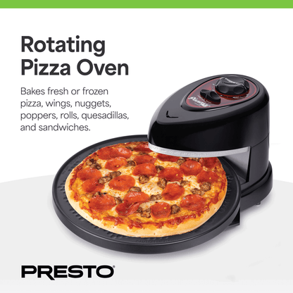 Presto Pizzazz Plus Rotating Pizza Oven, Bake 7-12" Pizzas, Wings, Rolls & More