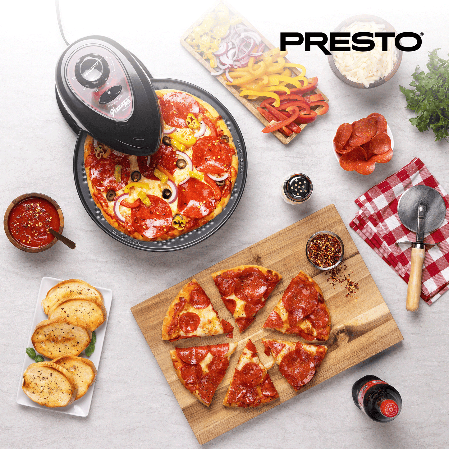 Presto Pizzazz Plus Rotating Pizza Oven, Bake 7-12" Pizzas, Wings, Rolls & More