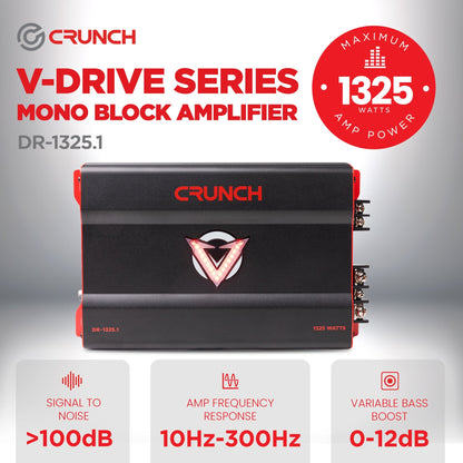 Crunch 1325W Mono block Subwoofer Car Audio Amplifier with Adjustable Crossovers - Find Fresh Goods