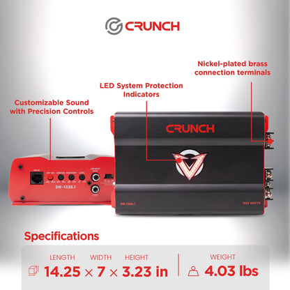 Crunch 1325W Mono block Subwoofer Car Audio Amplifier with Adjustable Crossovers - Find Fresh Goods