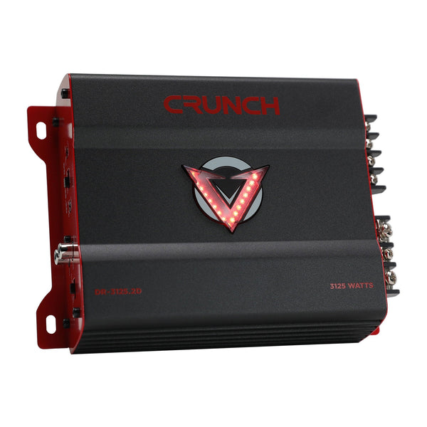 Crunch 3125W 2 Channel Subwoofer Car Audio Amp, Adjustable Crossovers, Bass Knob