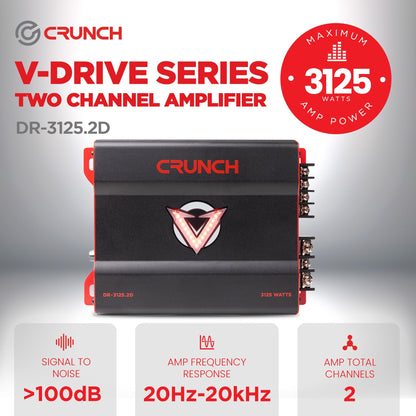 Crunch 3125W 2 Channel Subwoofer Car Audio Amp, Adjustable Crossovers, Bass Knob - Find Fresh Goods