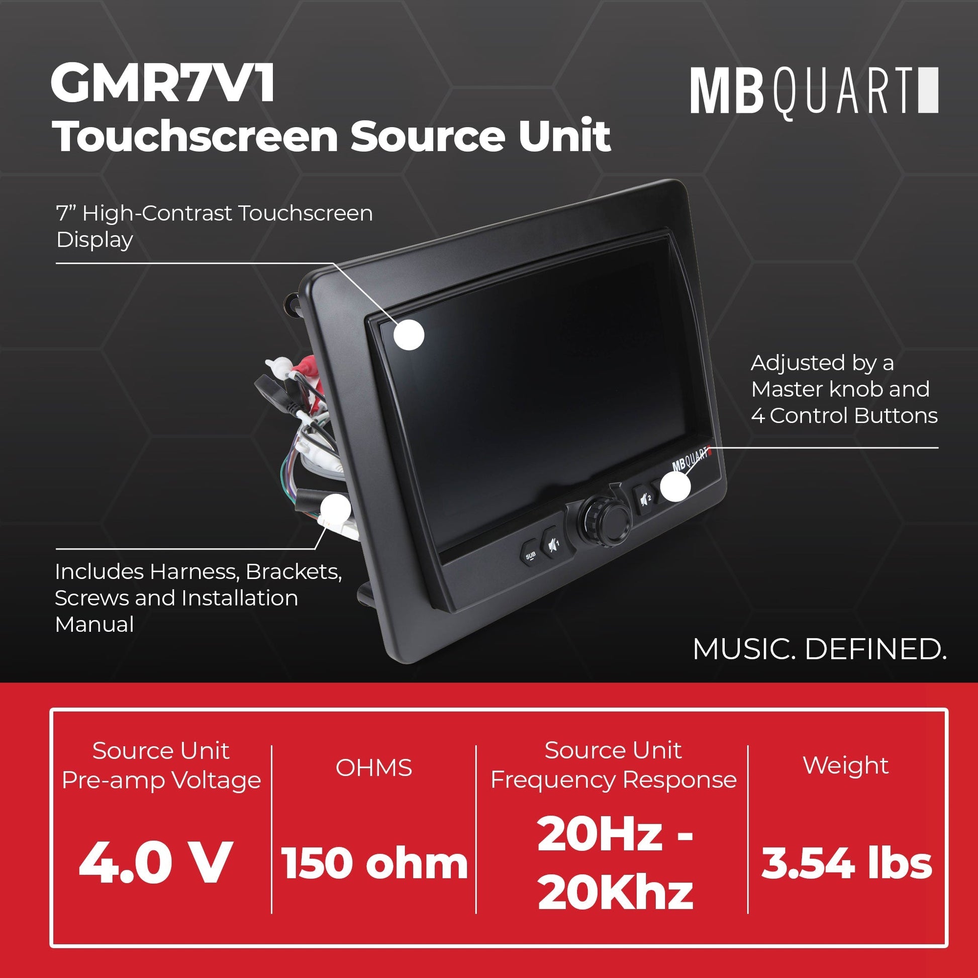 MB Quart Portable Touchscreen Car Stereo Audio System for Boat & UTV, Black - Find Fresh Goods