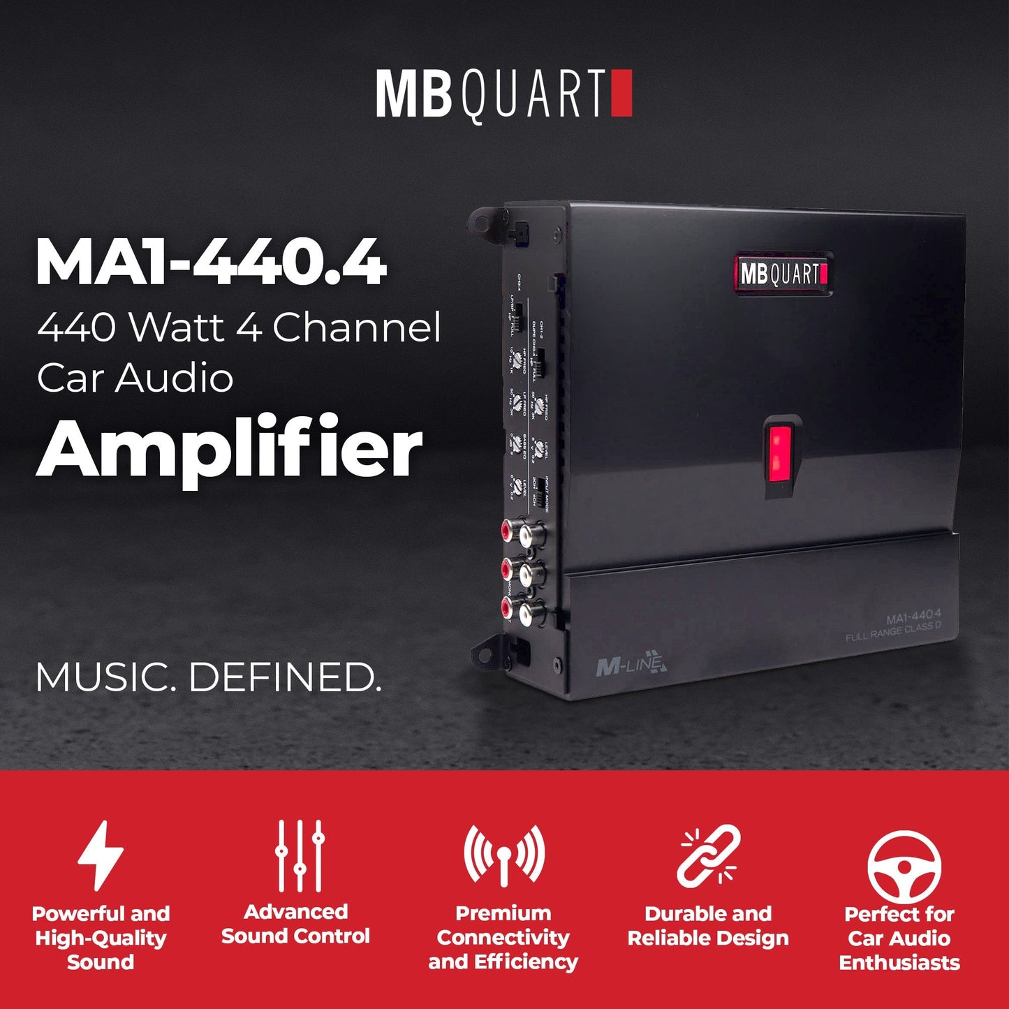 MB Quart 440 Watt 4 Channel Car Audio Amplifier Digital Class D MA1-440.4, Black - Find Fresh Goods