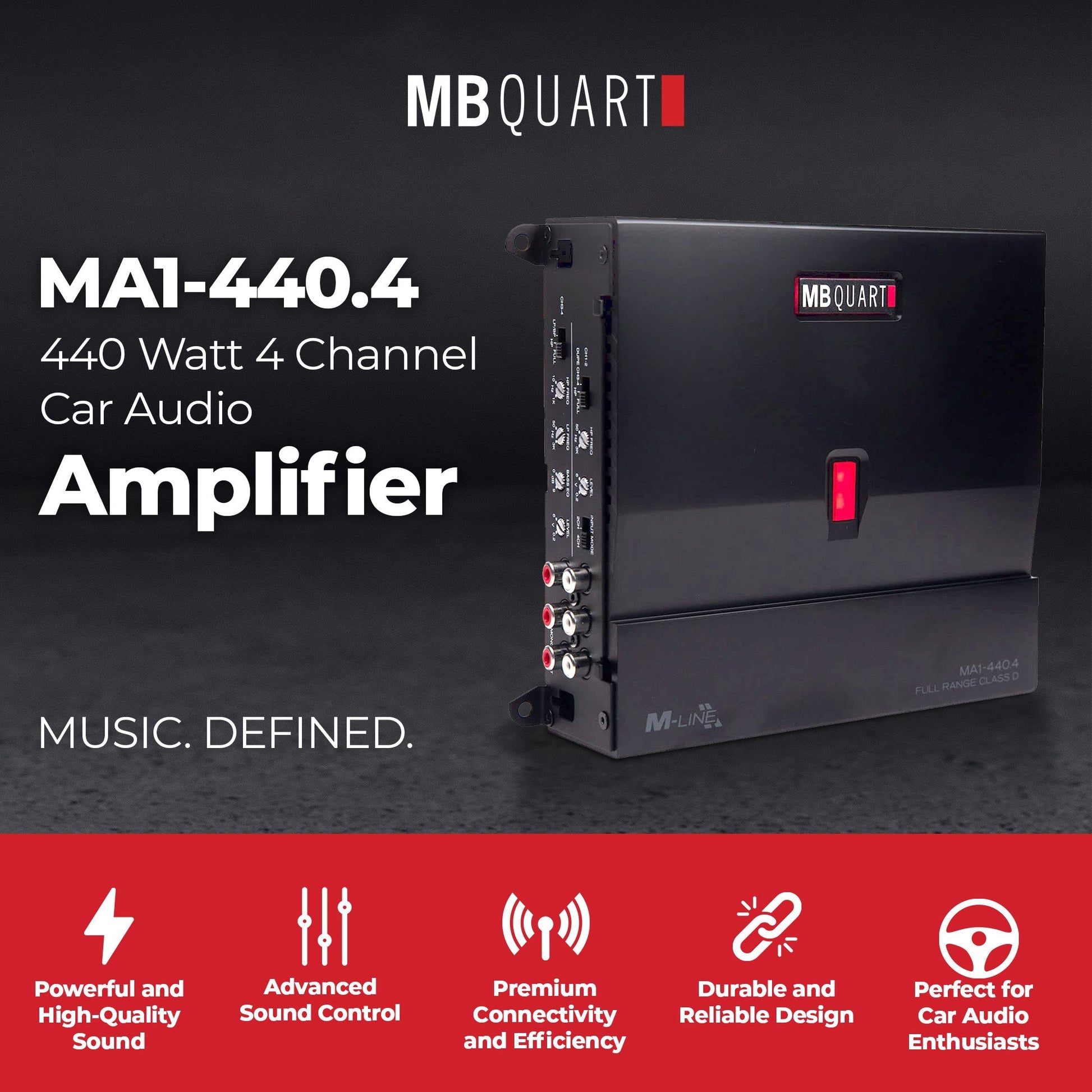 MB Quart 440 Watt 4 Channel Car Audio Amplifier Digital Class D MA1-440.4, Black - Find Fresh Goods