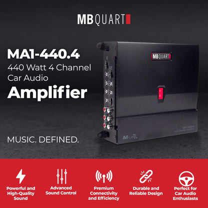 MB Quart 440 Watt 4 Channel Car Audio Amplifier Digital Class D MA1-440.4, Black - Find Fresh Goods
