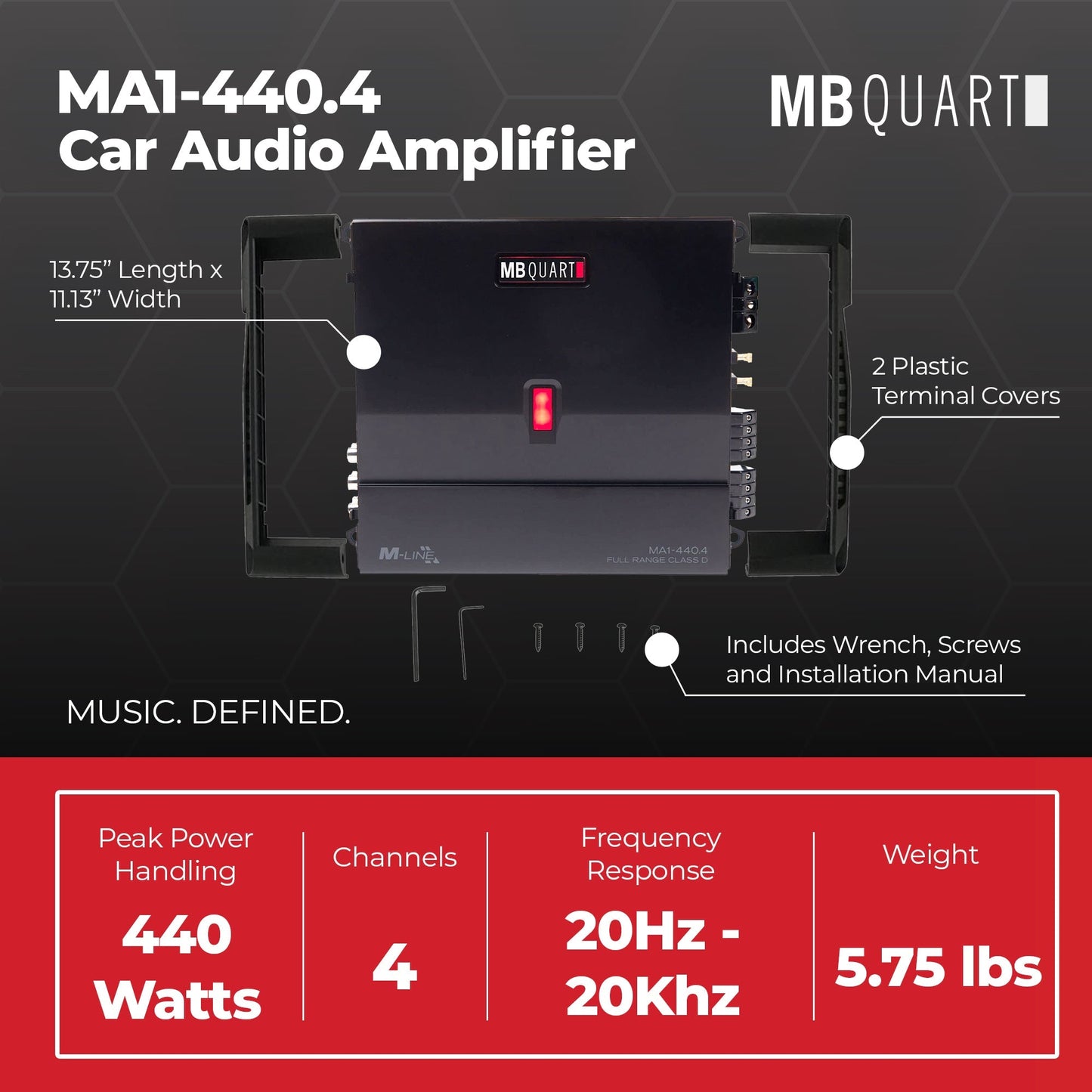 MB Quart 440 Watt 4 Channel Car Audio Amplifier Digital Class D MA1-440.4, Black - Find Fresh Goods