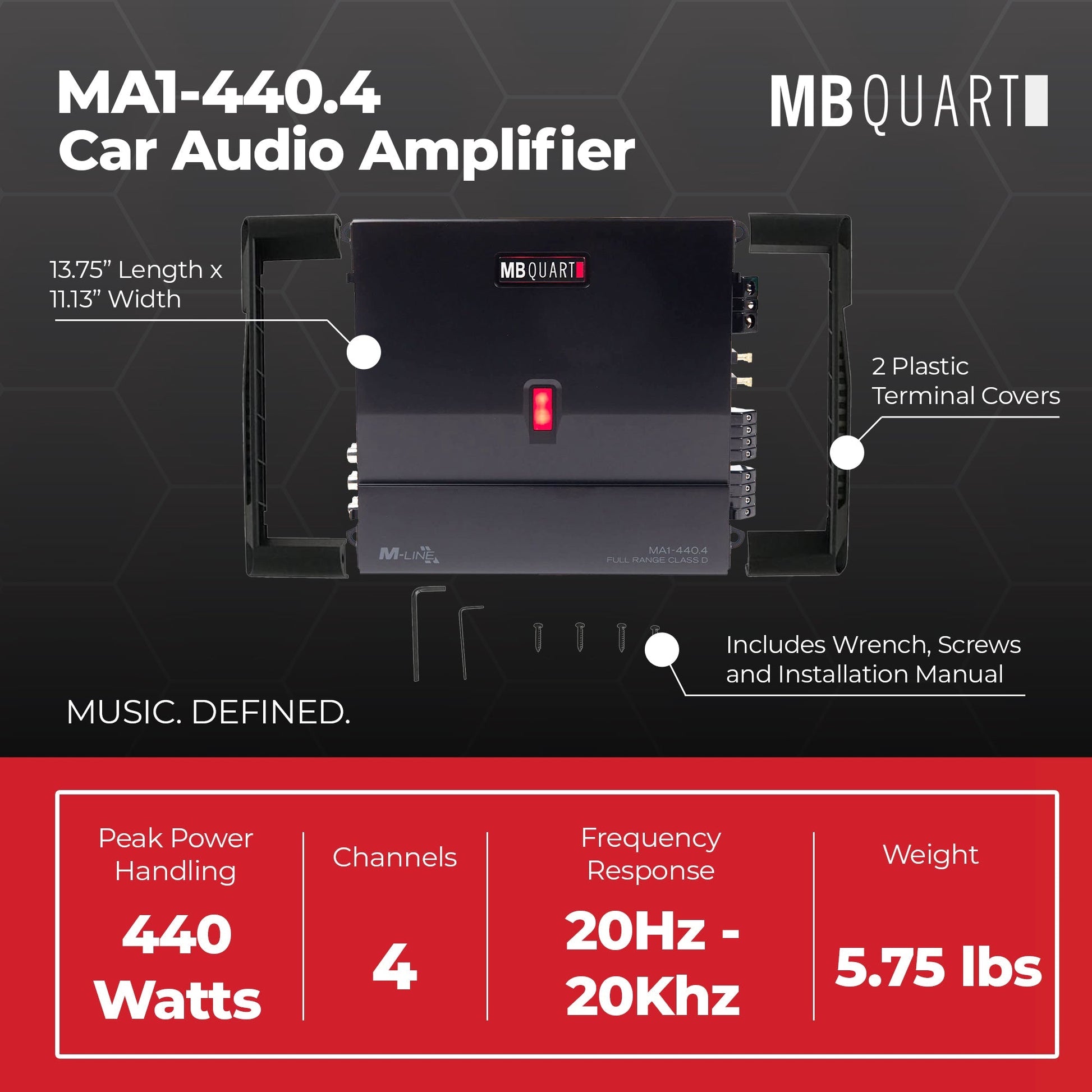 MB Quart 440 Watt 4 Channel Car Audio Amplifier Digital Class D MA1-440.4, Black - Find Fresh Goods