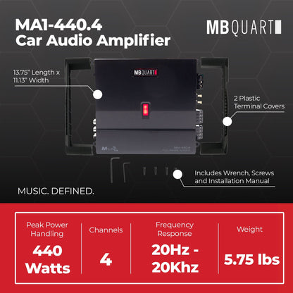 MB Quart 440 Watt 4 Channel Car Audio Amplifier Digital Class D MA1-440.4, Black - Find Fresh Goods